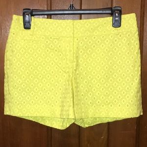LOFT Yellow Eyelet Riviera Shorts Size 0